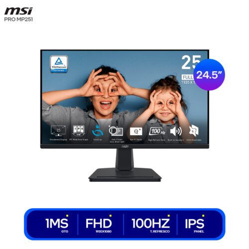 MONITOR MSI 24.5" PRO (MP251) IPS / FHD / 100HZ / 1MS / HDMI/VGA / BLACK